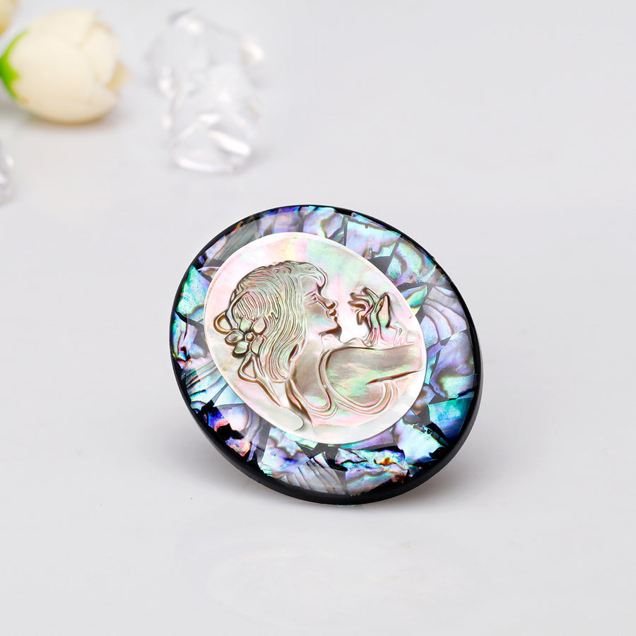 Beauty Shell Painting Brooch