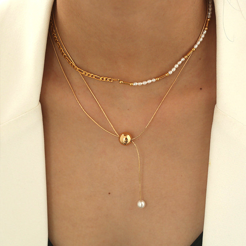 Double Chain Sphere Necklace