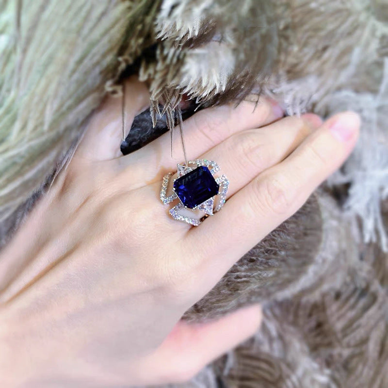 Double Wings Square Sapphire Ring