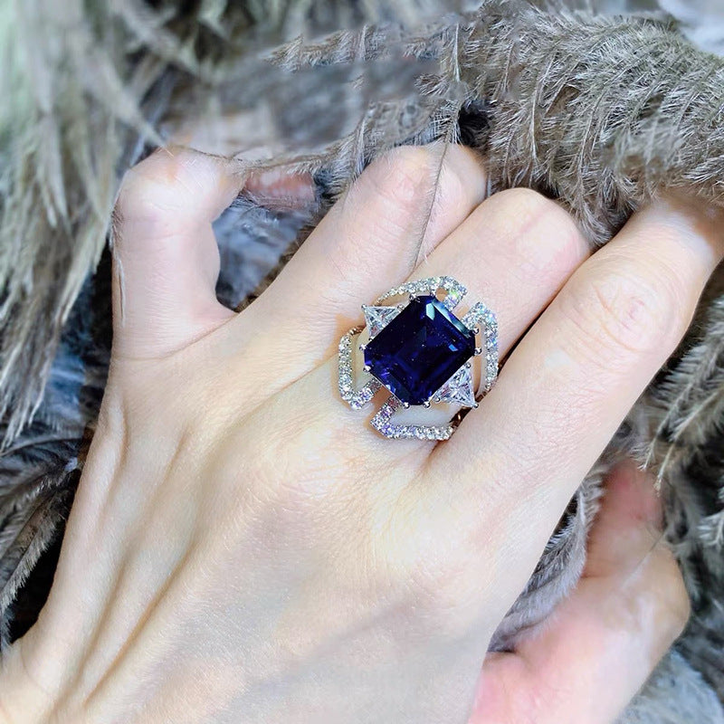 Double Wings Square Sapphire Ring
