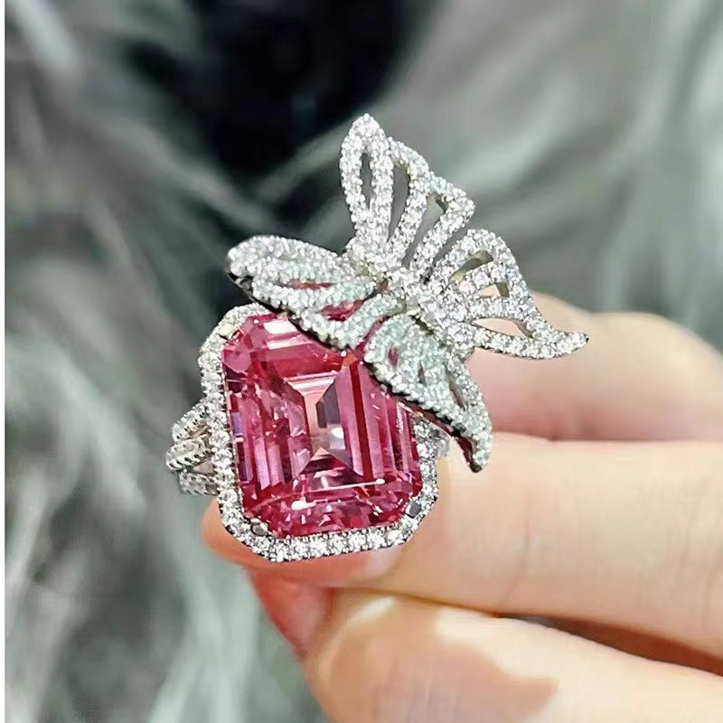 “Butterfly Kiss” Square Ruby Ring