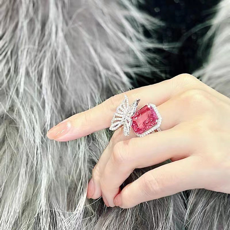 “Butterfly Kiss” Square Ruby Ring