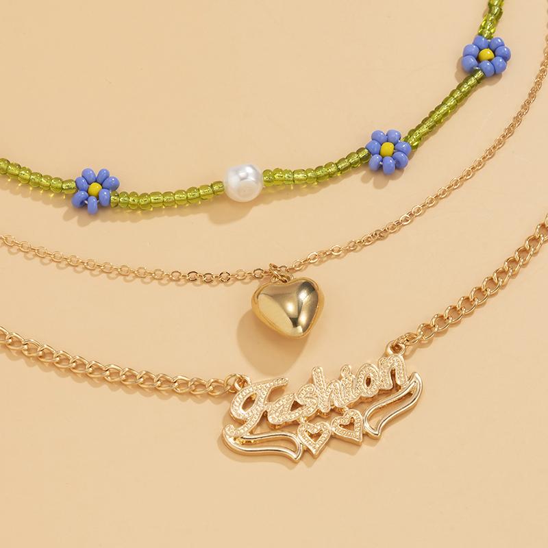 Daisy Heart Layering Necklace