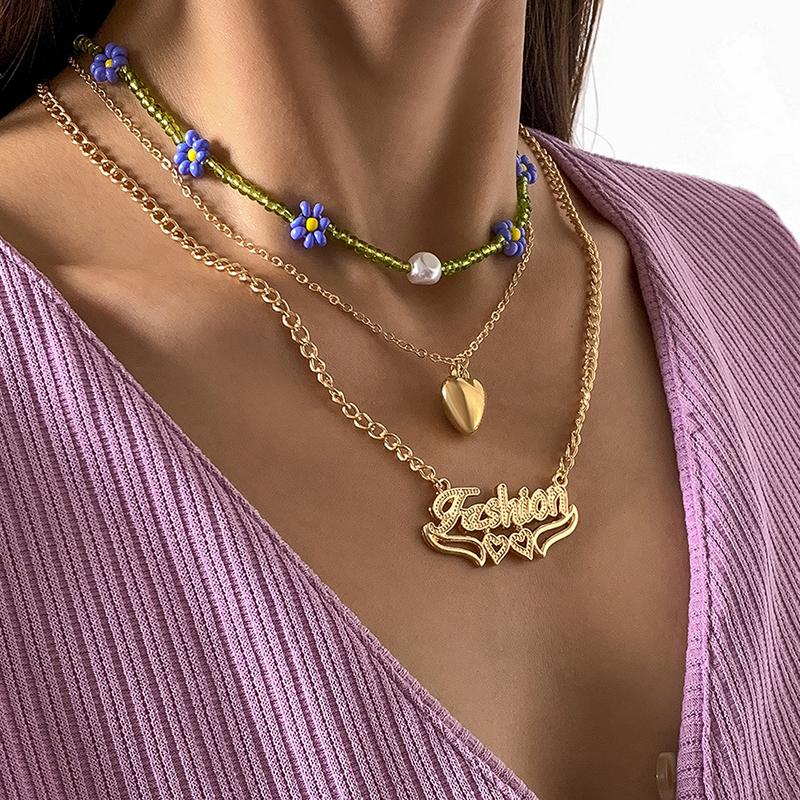 Daisy Heart Layering Necklace
