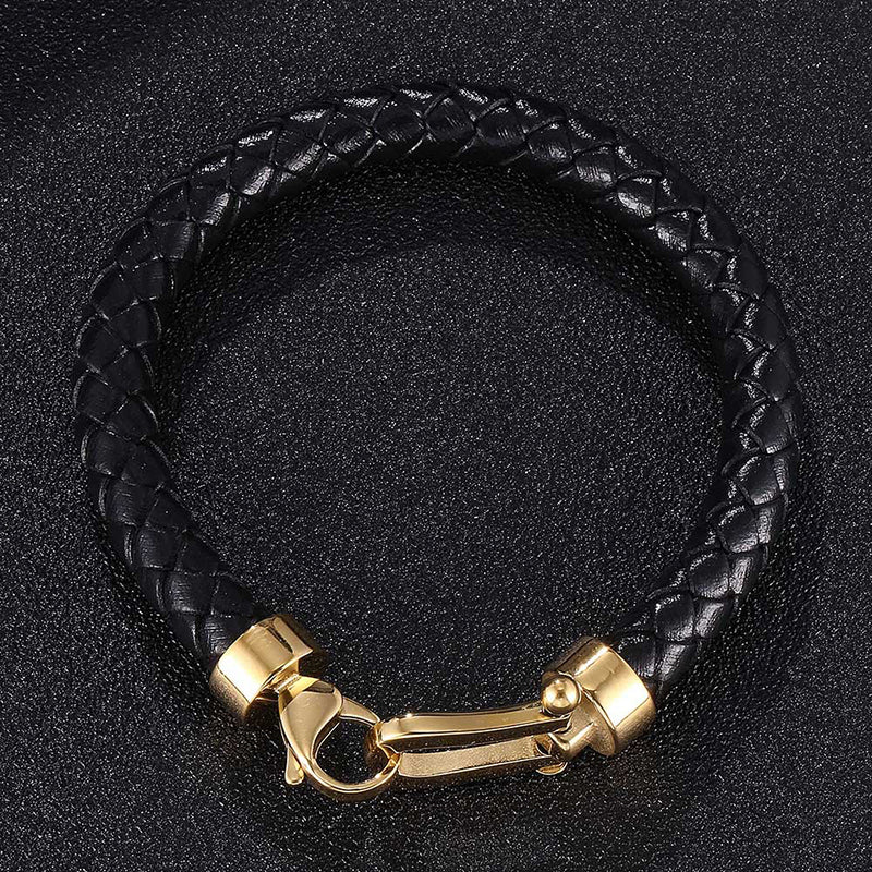 Toggle-Clasp Leather Bracelet - Black