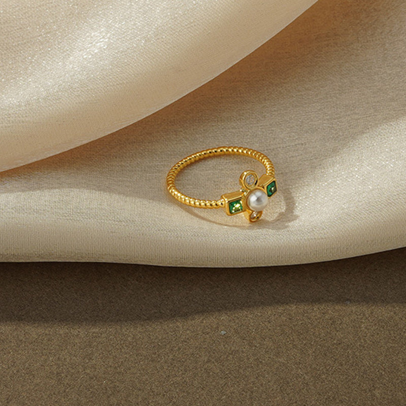 Pearl Green White Stone Ring