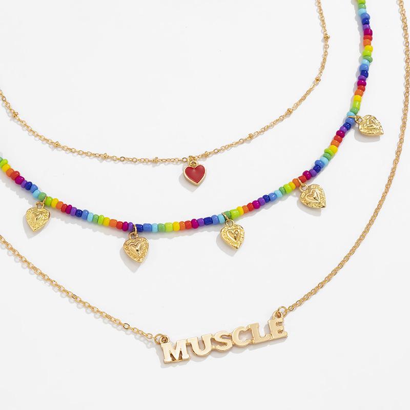 Muscle Letters Bead Necklace Set