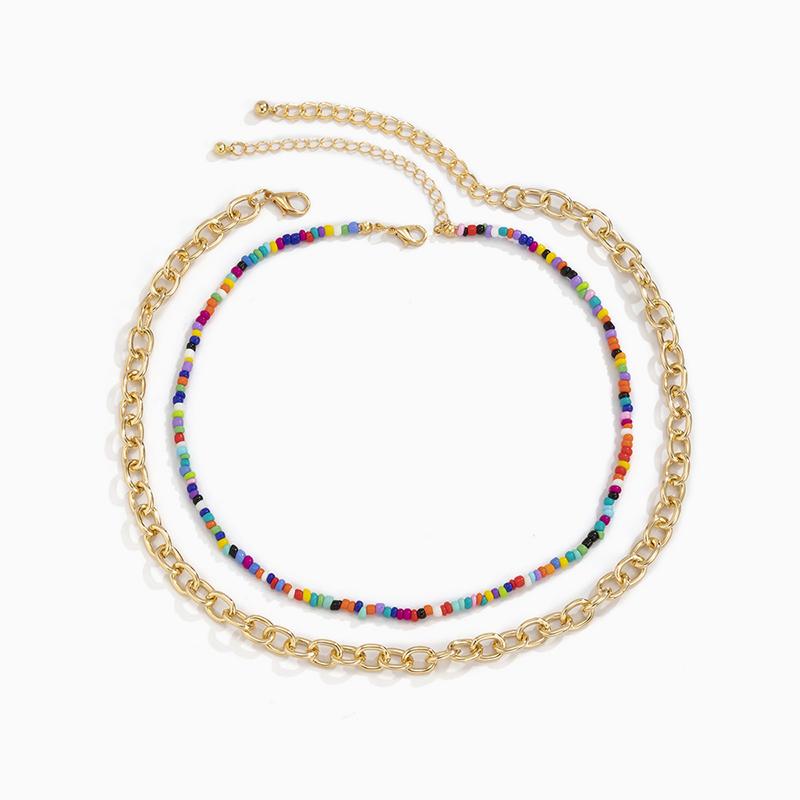 Colorful Beads Metal Necklace