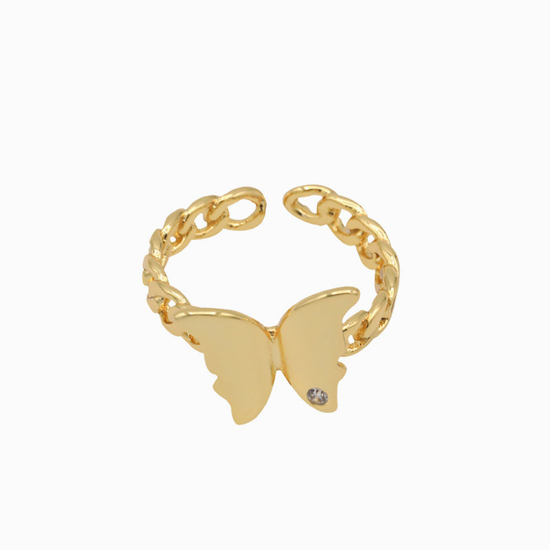 Chain Butterfly Open Ring