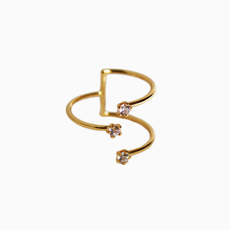 Lines Stacking Zircon Knuckle Open Ring