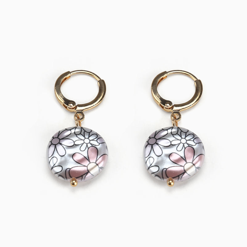 Daisy Pearl Earrings-Pink
