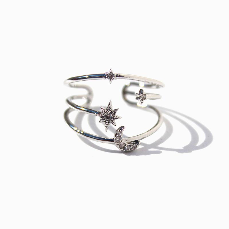 Star and Moon Line Ring