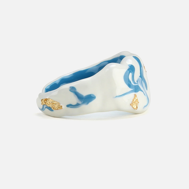Hand Painted Enamel Porcelain Ring-White