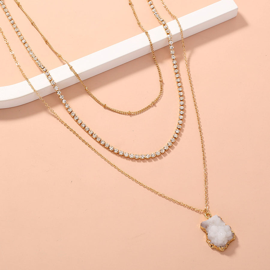 White Stone Stacked Necklace