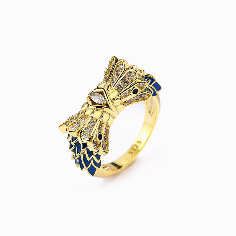 Gold Flower Double Fish Ring