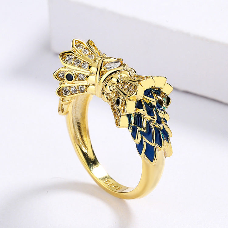 Gold Flower Double Fish Ring