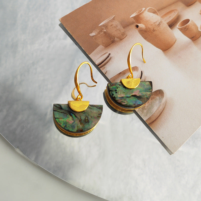 Enchanted Peacock Forest Shell Earrings