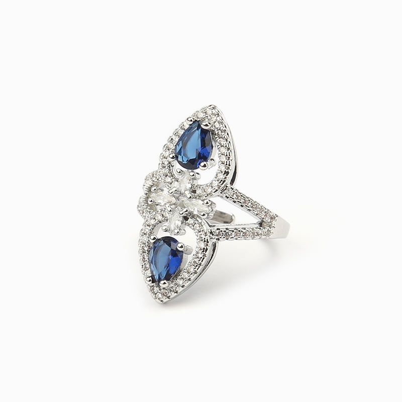 Elegant Sapphire Hollow Out Ring