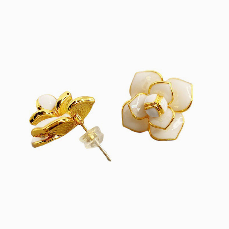 White Camellia Earrings