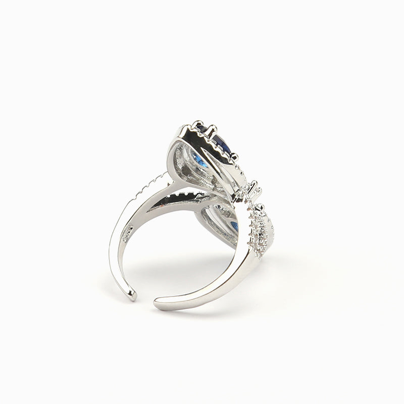Elegant Sapphire Hollow Out Ring