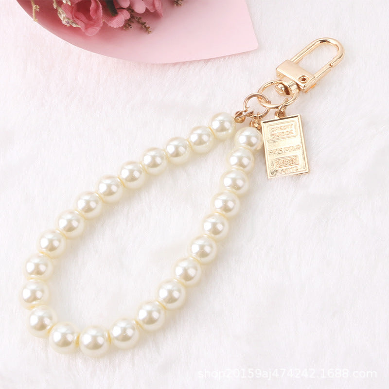 Letter Card Pearl Keychain