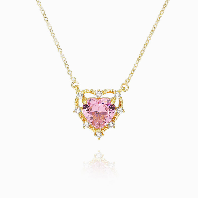 Pink Heart Cut Necklace