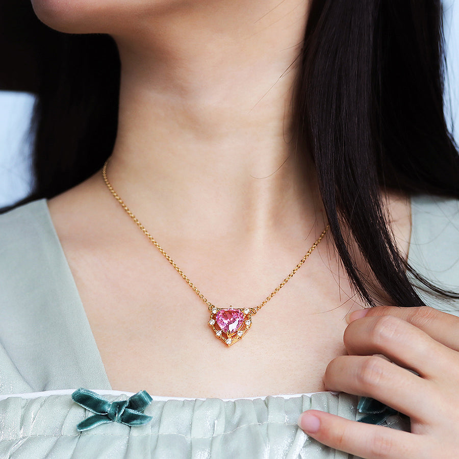 Pink Heart Cut Necklace
