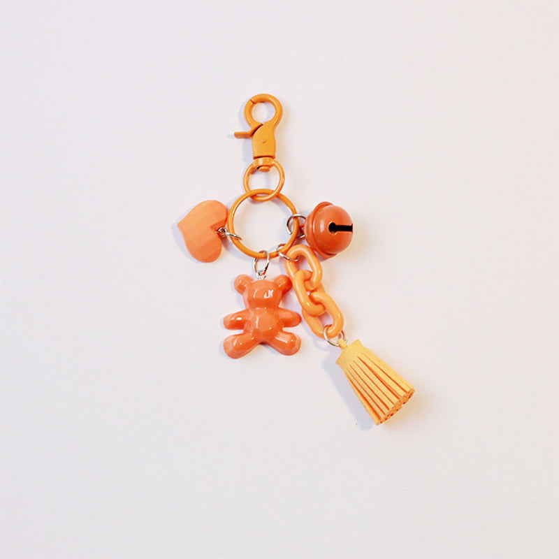 Bear Bell Keychain-Orange