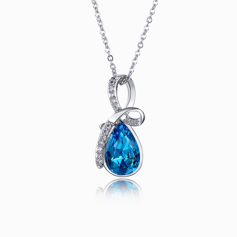 Sapphire Water Drop Cut Pendant Necklace