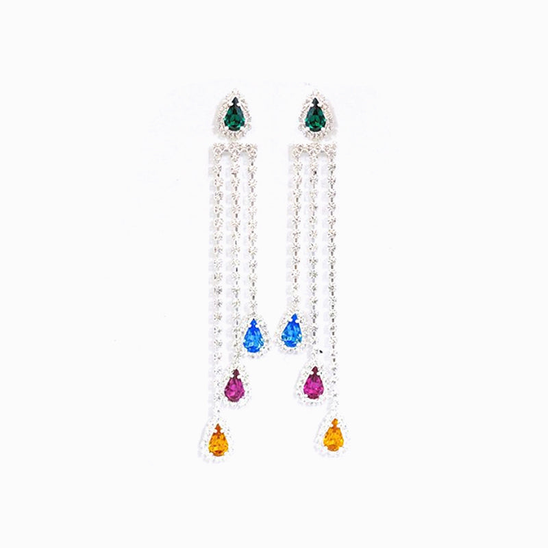 Colorful Tassel Gemstone Earrings