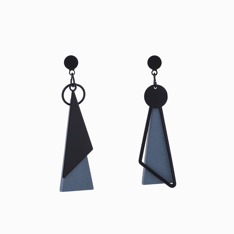 Wooden Triangle Drop Earrings
