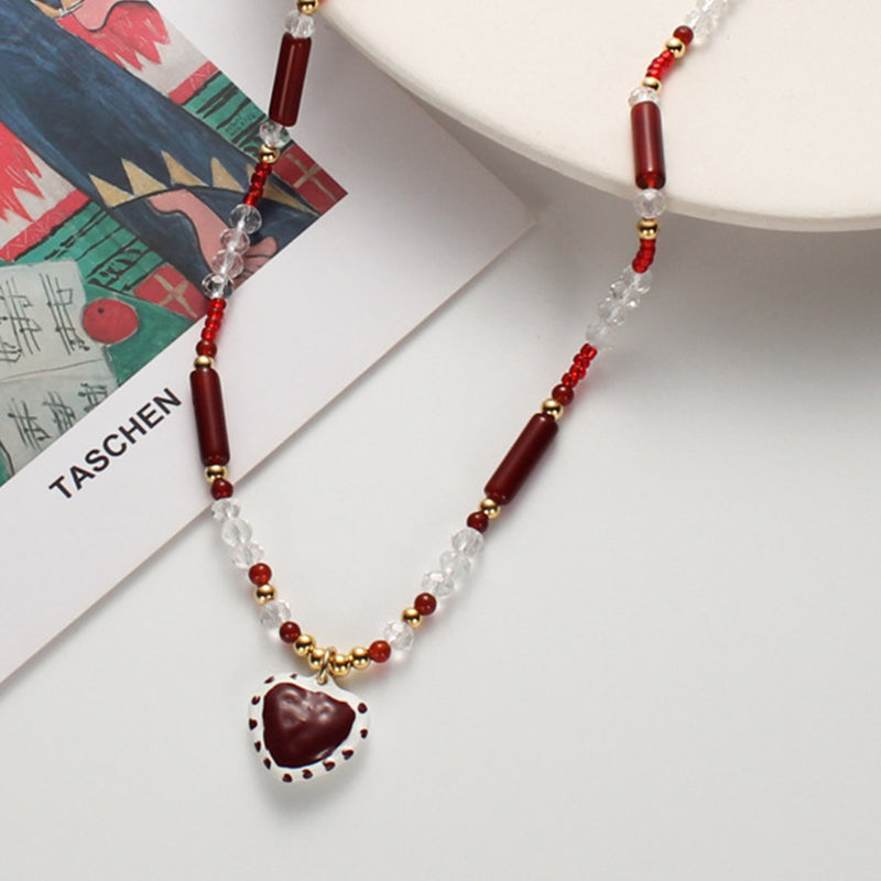 Red Heart Splicing Necklace