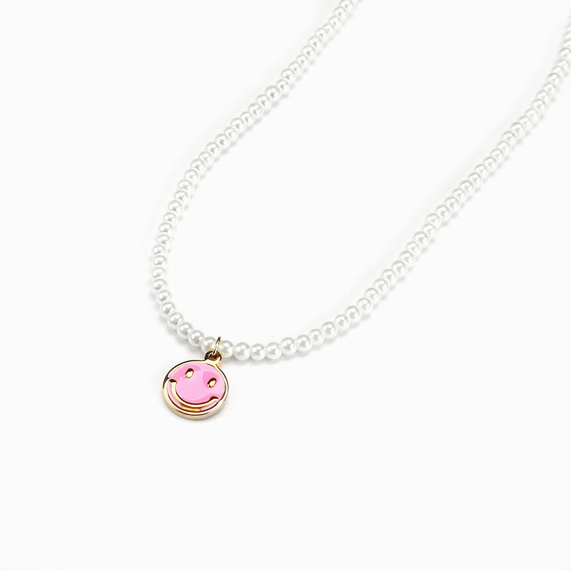 Pink Smiley Pearl Necklace
