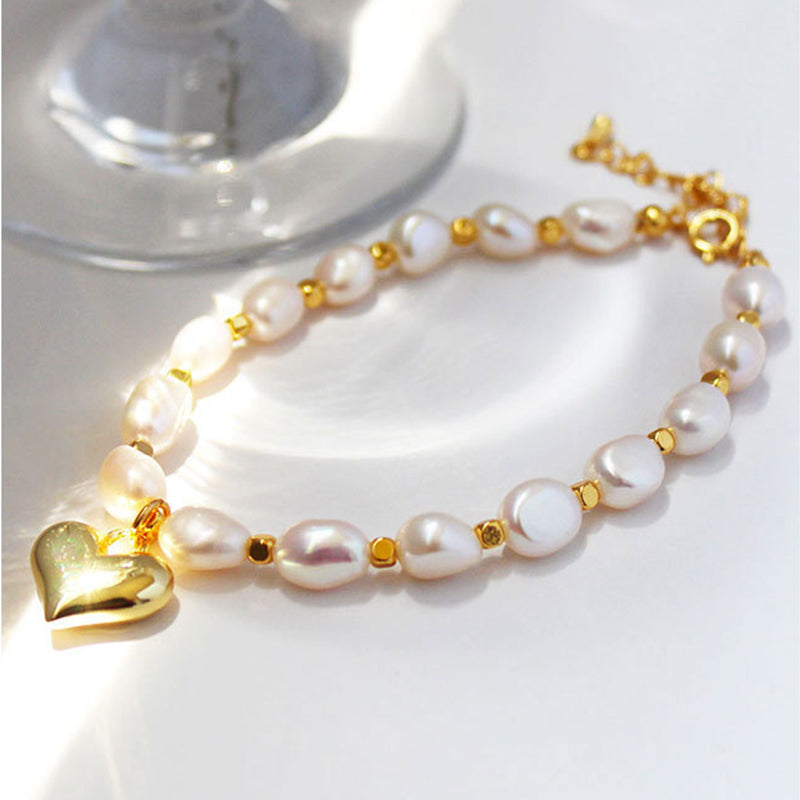 Plump Heart Pearl Bracelet