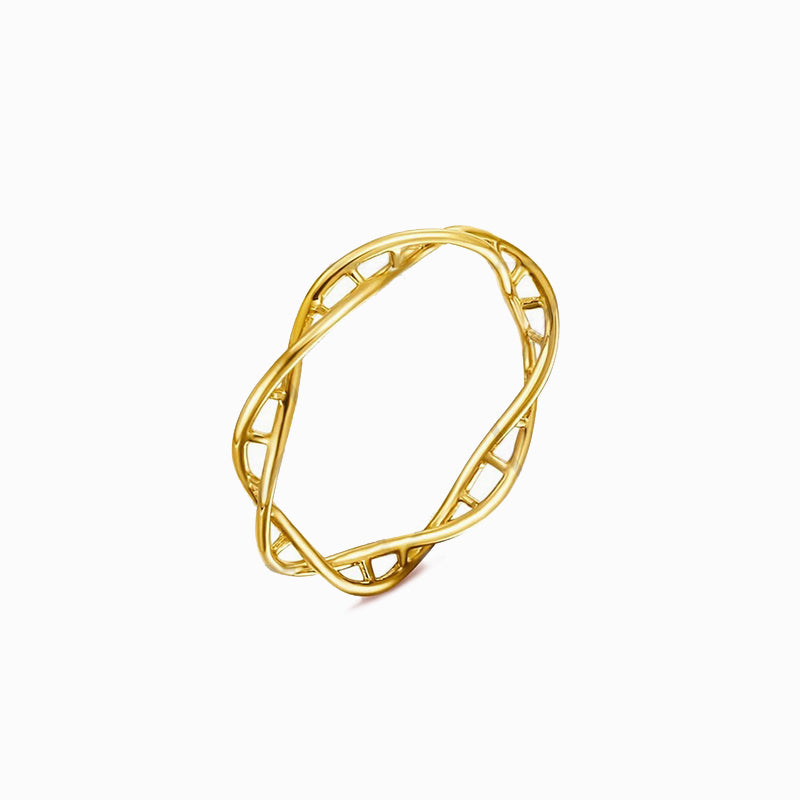 DNA Double Spiral Gold Plated Ring