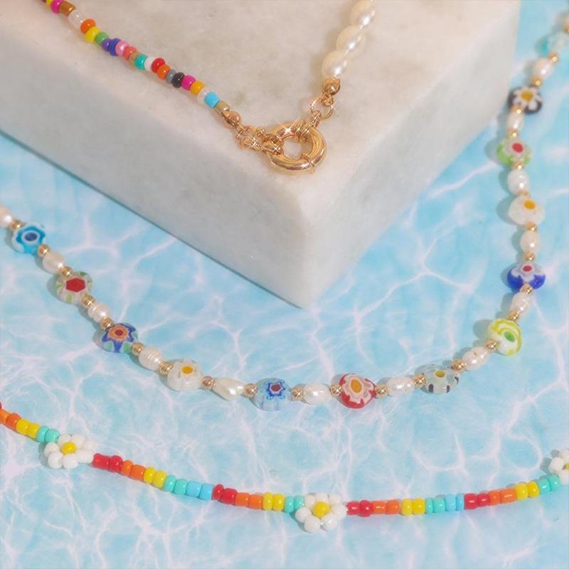 Colorful Pearl Bead Splicing Necklace