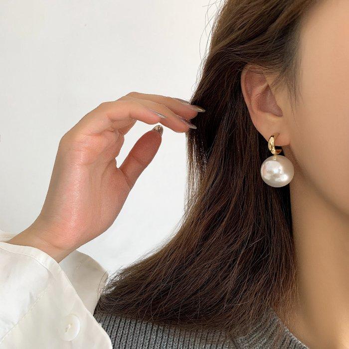 Round Large Pearl Earrings