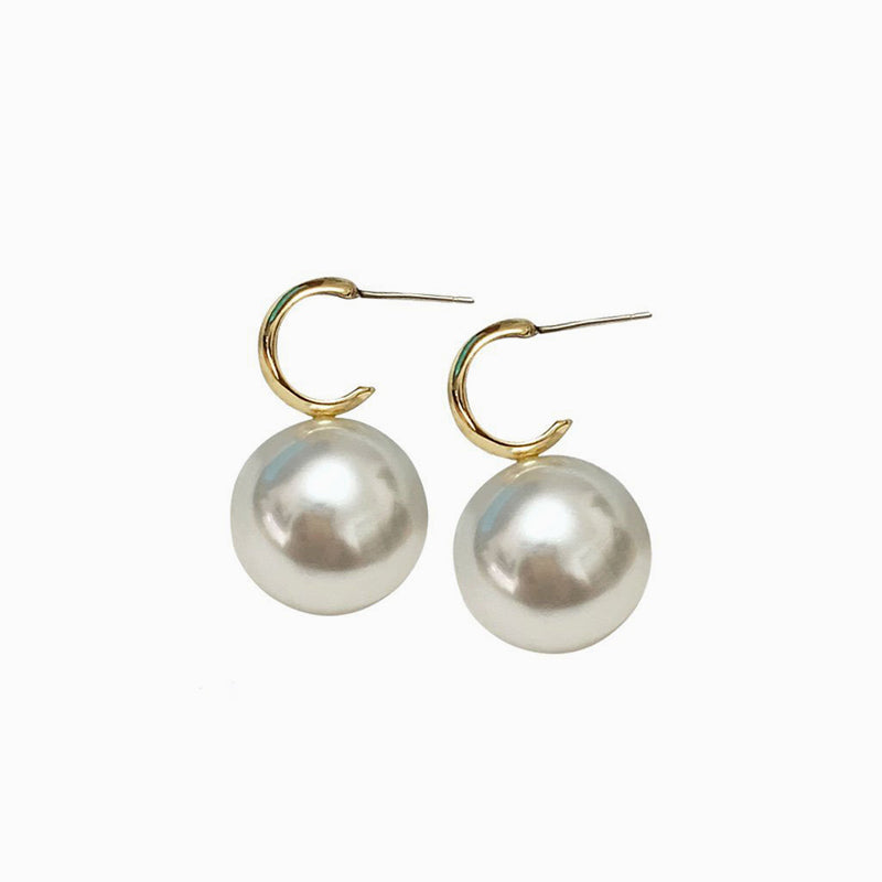 Round Large Pearl Earrings
