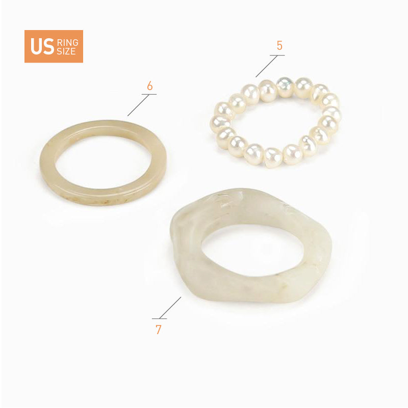 Stone Color Rings-3 Pack