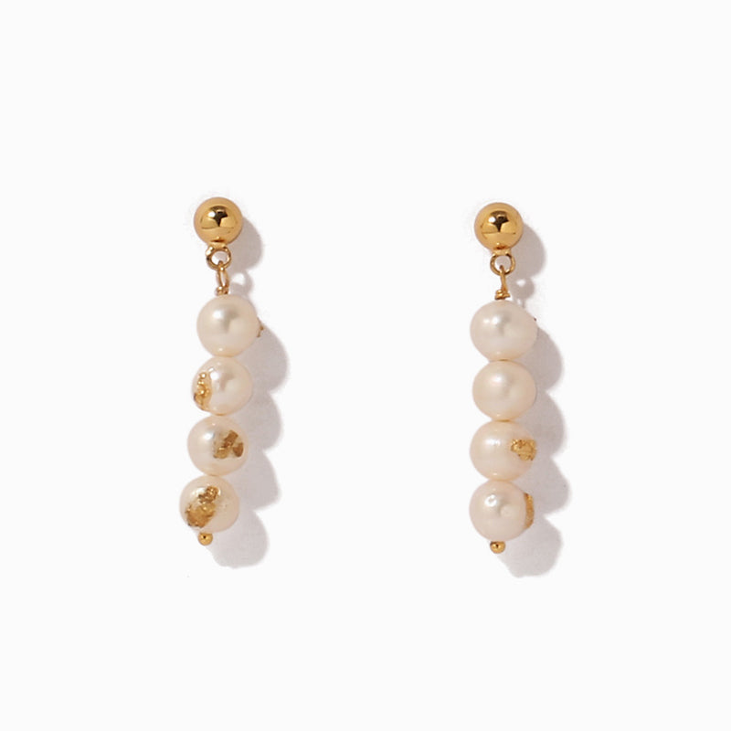 Gold Foil Pearl Drop Earrings