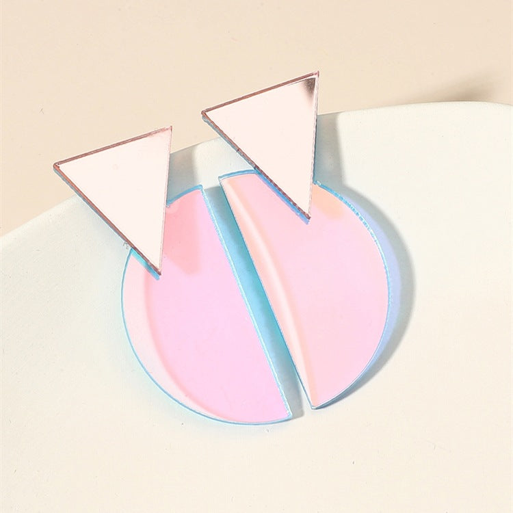 AB Geometric Acrylic Half Round Earrings