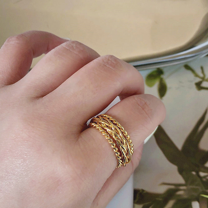 Gold Plated Twining Layering Open Ring