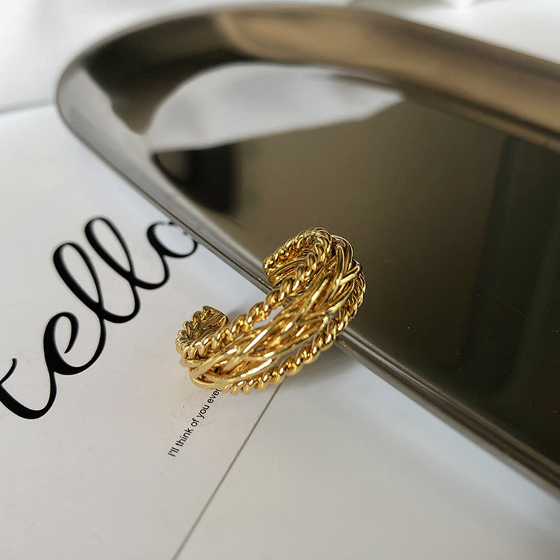 Gold Plated Twining Layering Open Ring