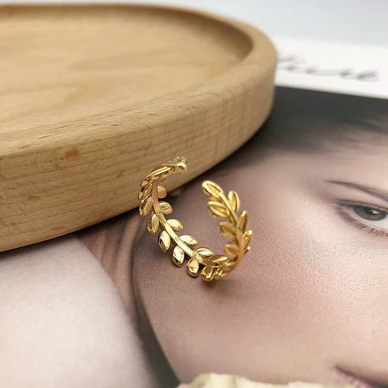 Gold Olive Branch Open Ring