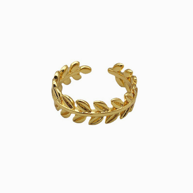 Gold Olive Branch Open Ring