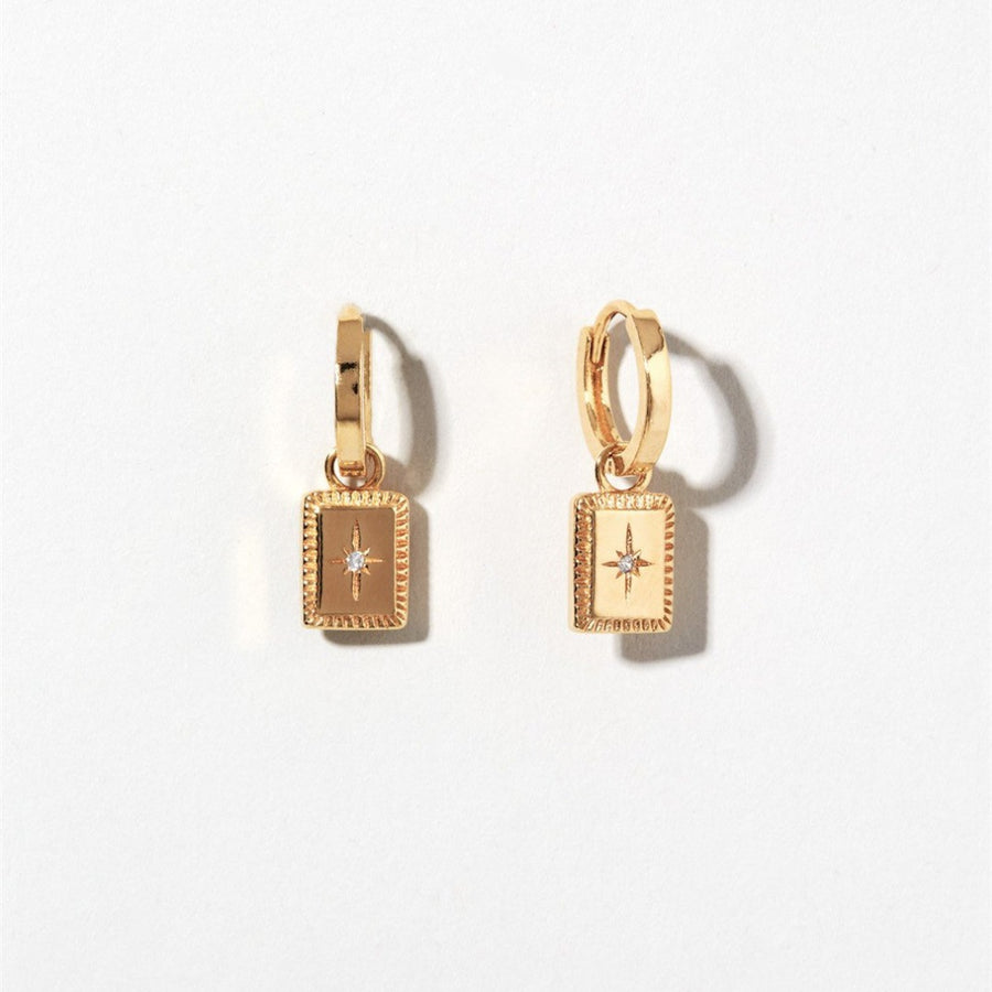 Hexagram Charm Huggie Earrings In Gold