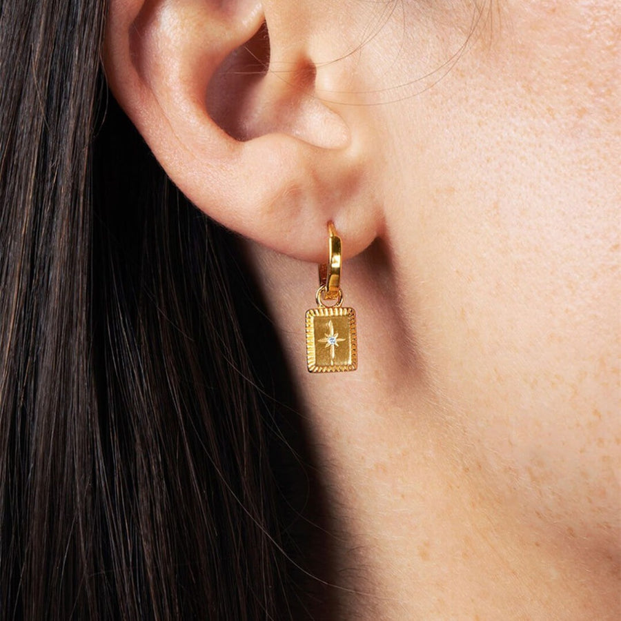 Hexagram Charm Huggie Earrings In Gold