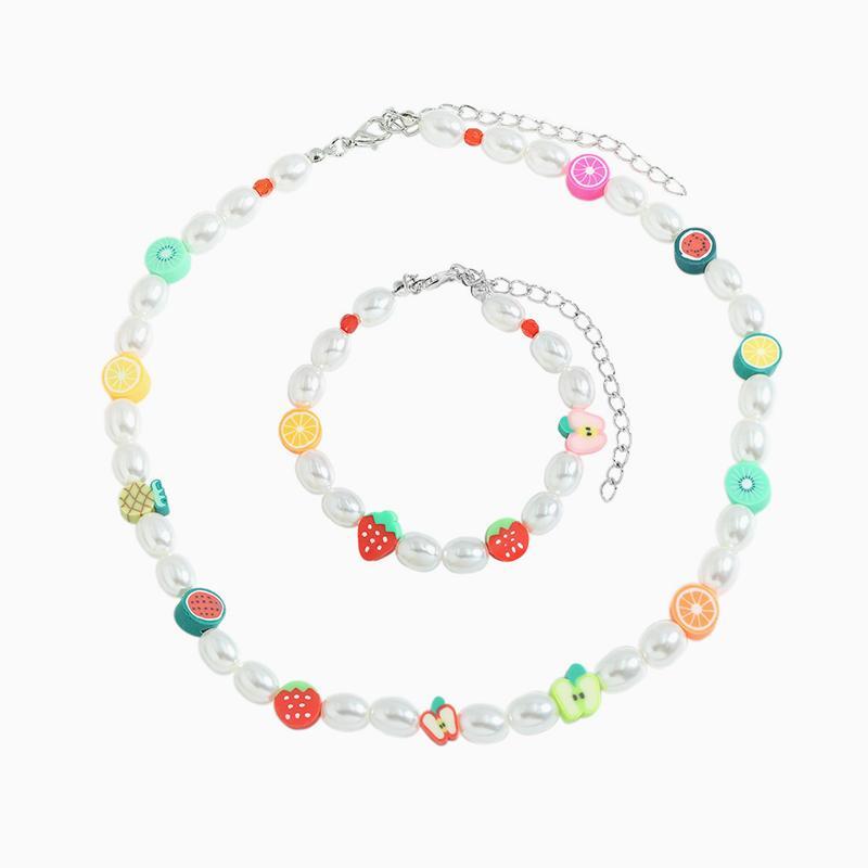 Pearl Pottery Bracelet&Necklace Set