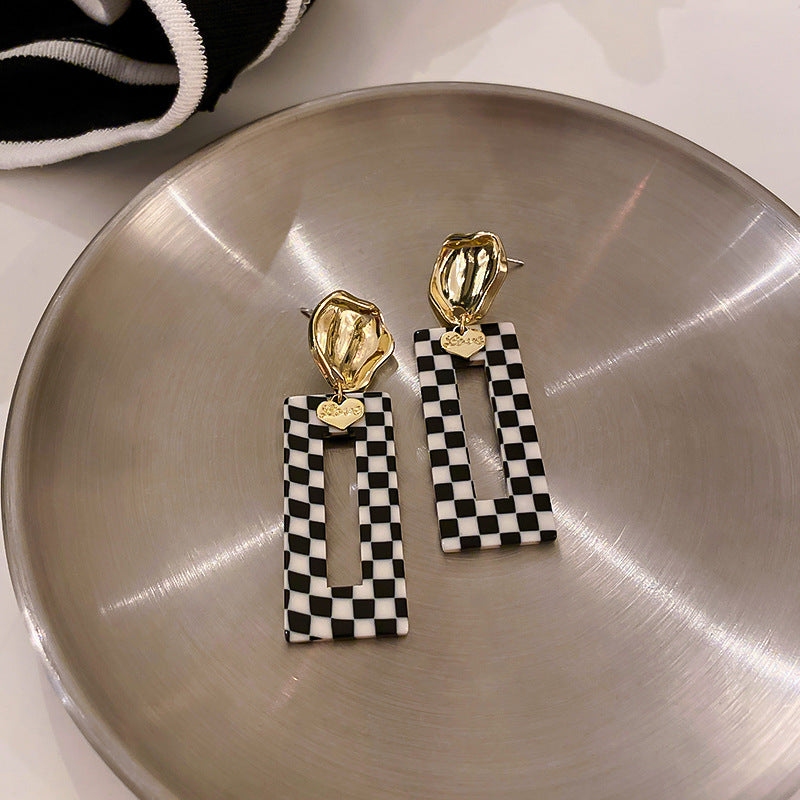 Black and White Checkerboard Earrings