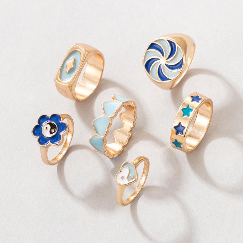 Blue Heart Illusion Ring Set-6 Pack